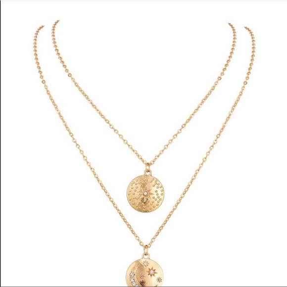 1 left! Double Layer Medallion Necklace - Picture 2 of 7